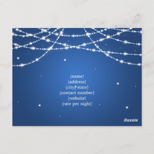Elegante accommodatie Sparkling String Blauw Briefkaart (Achterkant)