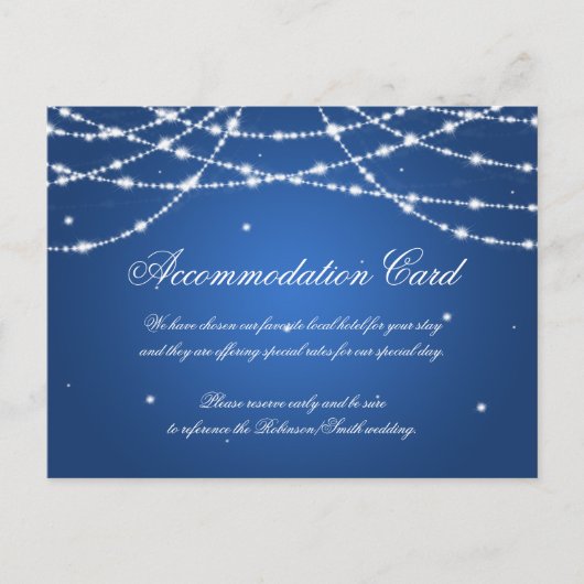 Elegante accommodatie Sparkling String Blauw Briefkaart (Voorkant)