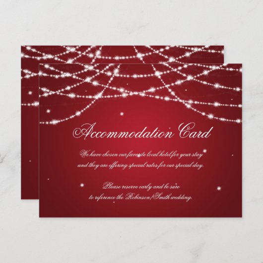 Elegante accommodatie Sparkling String Rood Briefkaart (Voorkant / Achterkant)