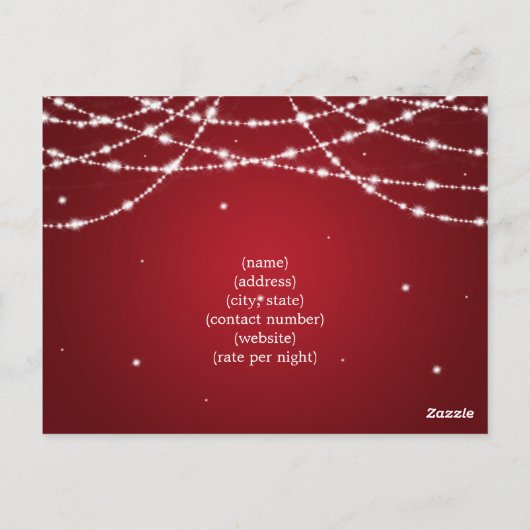 Elegante accommodatie Sparkling String Rood Briefkaart (Achterkant)