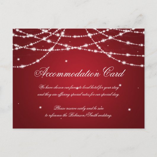 Elegante accommodatie Sparkling String Rood Briefkaart (Voorkant)
