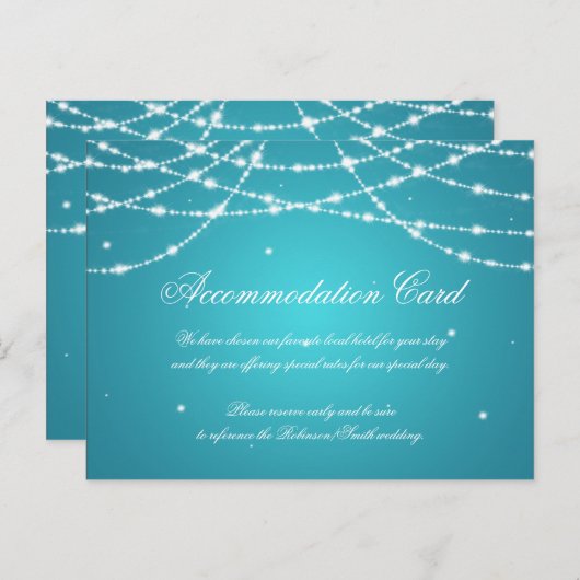 Elegante accommodatie Sparkling String Turquoise Briefkaart (Voorkant / Achterkant)
