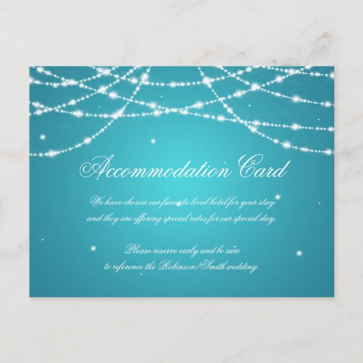 Elegante accommodatie Sparkling String Turquoise Briefkaart (Voorkant)