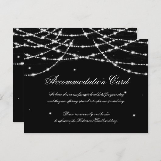 Elegante accommodatie Sparkling String Zwart Briefkaart (Voorkant / Achterkant)