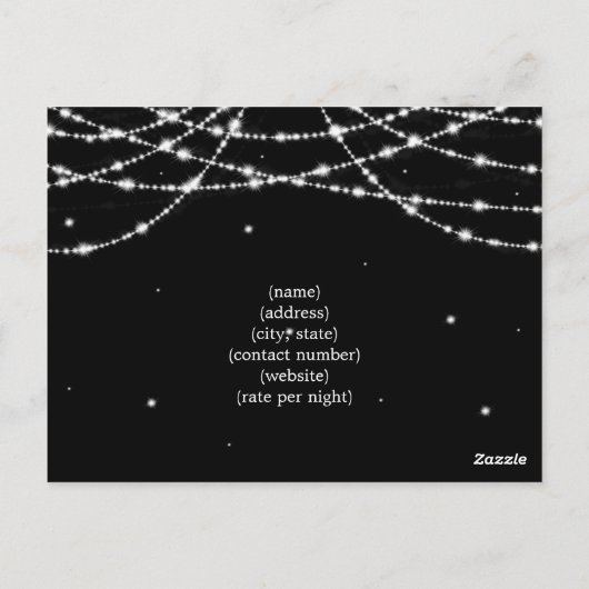 Elegante accommodatie Sparkling String Zwart Briefkaart (Achterkant)