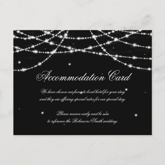 Elegante accommodatie Sparkling String Zwart Briefkaart (Voorkant)