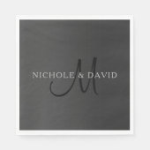 Elegante achternaam Monogram & Gradient Grey's Servet (Voorkant)