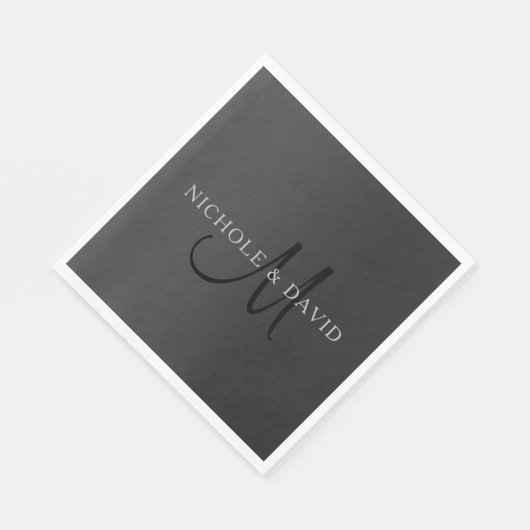 Elegante achternaam Monogram & Gradient Grey's Servet (Hoek)