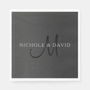 Elegante achternaam monogram & verloopgrijs servet