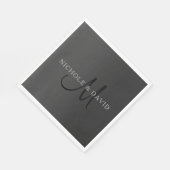 Elegante achternaam monogram & verloopgrijs servet (Hoek)