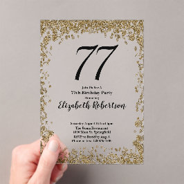 Elegante Acryl 77e Verjaardagsuitnodiging Met Goud Uitnodigingen