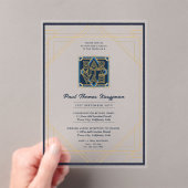 Elegante Acryl BAR MITZVAH Navy Goud Modern Helder Acryl Uitnodigingen (Insitu (Draagbaar))