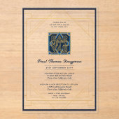 Elegante Acryl BAR MITZVAH Navy Goud Modern Helder Acryl Uitnodigingen (Voorkant)