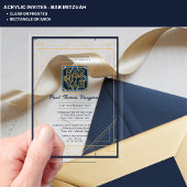 Elegante Acryl BAR MITZVAH Navy Goud Modern Helder Acryl Uitnodigingen