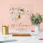 Elegante Acryl Bloemen Huwelijk Welkom Teken Acryl Bord (Huwelijk)