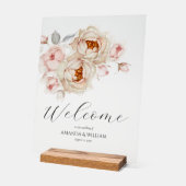 Elegante Acryl Bloemen Huwelijk Welkom Teken Acryl Bord (Hoek)