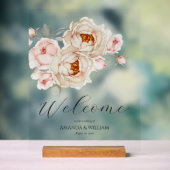 Elegante Acryl Bloemen Huwelijk Welkom Teken Acryl Bord (Neutraal)
