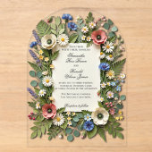 Elegante Acryl Bloementuin Trouwkaart Uitnodigingen (Voorkant)