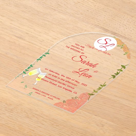 Elegante acryl bruiloft uitnodiging aangepaste tek (Laagn)