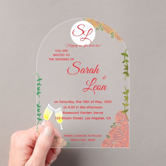 Elegante acryl bruiloft uitnodiging aangepaste tek (Insitu (Draagbaar))