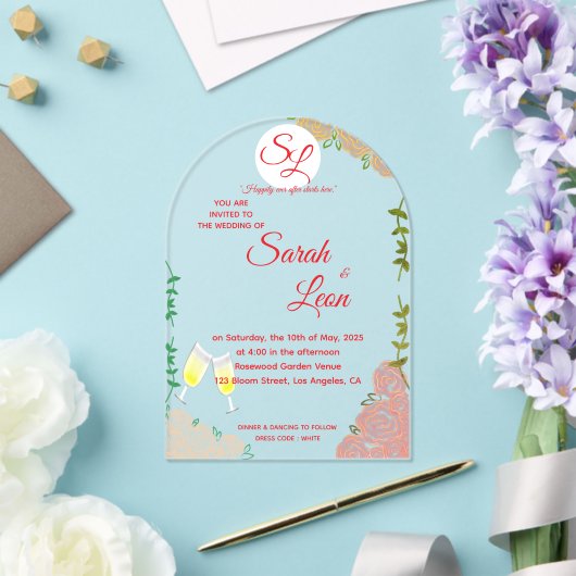 Elegante acryl bruiloft uitnodiging aangepaste tek (Insitu (Huwelijk))