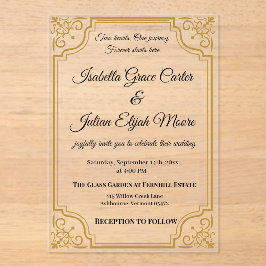 Elegante Acryl Huwelijksuitnodiging met Gold Foil Uitnodigingen