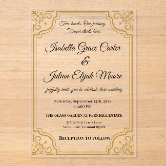Elegante Acryl Huwelijksuitnodiging met Gold Foil Uitnodigingen