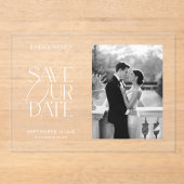 Elegante Acryl "Save the Date" Foto Bruiloft Acryl Uitnodigingen (Voorkant)