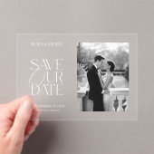 Elegante Acryl "Save the Date" Foto Bruiloft Uitnodigingen (Insitu (Draagbaar))