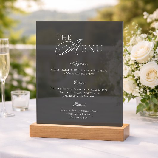 Elegante Acryl Trouwmenu Bord