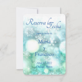 Elegante Acuarela Copo de Nieve Reserva la Fecha Save The Date