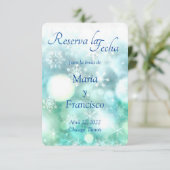 Elegante Acuarela Copo de Nieve Reserva la Fecha Save The Date (Staand voorkant)
