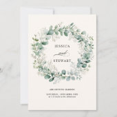 Elegante Adem Eucalyptus Greenery Script Trouwen Kaart (Voorkant)
