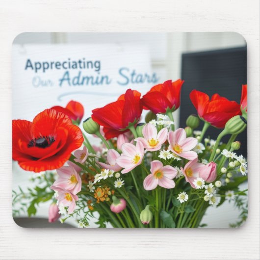 Elegante Admin-dag Florale Bedankje Ontwerp Muismat (Voorkant)