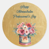 Elegante administratieve professionalsdag in goud ronde sticker (Voorkant)