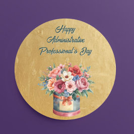 Elegante administratieve professionalsdag in goud ronde sticker