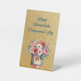 Elegante Administrative Professionals Day in goud Reclamebord Met Voetstuk