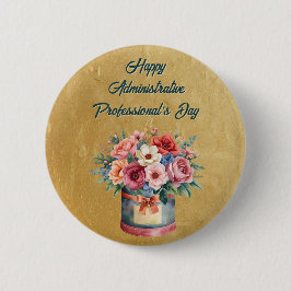Elegante Administrative Professionals Day in goud Ronde Button 5,7 Cm