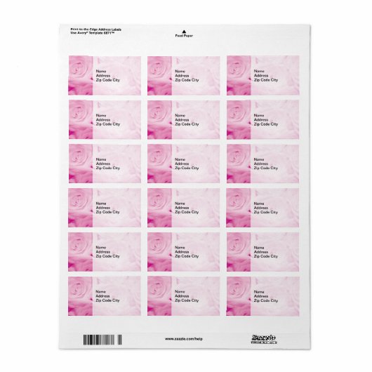 Elegante adres stickers | Roze roos bloemontwerp (Full Sheet)