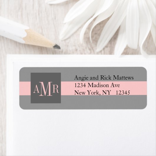 Elegante Adresetiketten Drie Monogrambruiloften Etiket (Insitu)