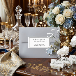 Elegante adreslabels met zwarte rand en witte teks etiket