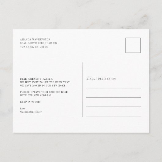 Elegante adreswijziging aankondigingskaart (Achterkant)