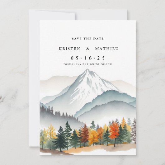 Elegante afdrukbare berg save the date (Voorkant)