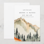 Elegante afdrukbare berg save the date (Voorkant / Achterkant)