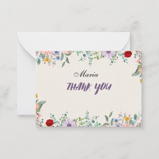 Elegante afdrukbare dank u notitiekaartje (Voorkant)