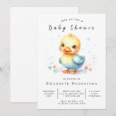 Elegante afdrukbare eend baby shower kaart (Voorkant / Achterkant)