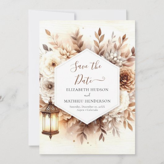 Elegante afdrukbare rustieke bruiloft save the date (Voorkant)