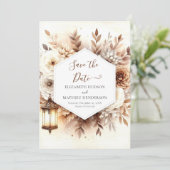Elegante afdrukbare rustieke bruiloft save the date (Staand voorkant)