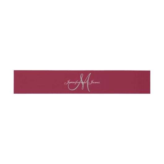 Elegante Affair Bourgondische Monogram Script Brui Uitnodigingen Wikkel (Vlak)