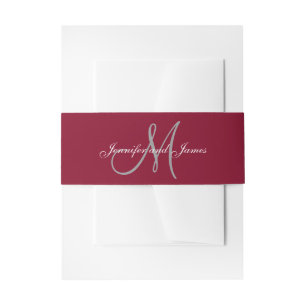 Elegante Affair Bourgondische Monogram Script Brui Uitnodigingen Wikkel